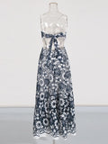 Famous Woman 2025 Autumn And Winter New Fashion Heavy Industry Embroidered Waist Hollow Hanging Neck Thin Dress