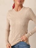And Winter Women's Elegant Round-Neck Linen Pattern Jersey Inside The Top