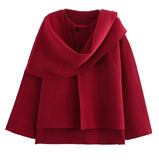 For - Women's Explosive Asymmetric Scarf Short Knitted