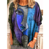 Size Women's Printing Print Long Sleeve Loose
