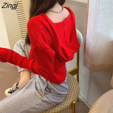 Women Simple Basic Cropped Preppy Style Stretchy Young All-match Casual Кардиган Женский Zipper Streatwear Spring