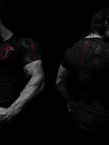 Demon Line Manuscript Spider Before And After Printing Short-Sleeved T-Shirt Summer Tide Necker Men's