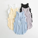 Yoga Vest Women's Shockproof Bra With Bra Mat Two-In-One Sports Blouse Loose Running Fitness Set