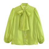 Women's New Long-Sleeved Beaded Bright-Faced Shirt