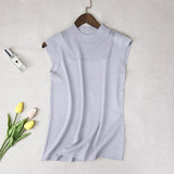 Women Top Fashion Women White Shirt Sexy Street Style Ladies Tops Tank Tops Knitted Solid Wild Ice Silk Knitting 2922