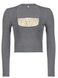 Square collar Lace Crop Top- Outfit