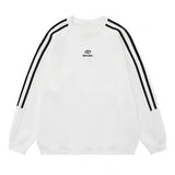 Embroidered Logo Striped Sleeve SweatshirtOutfit