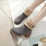 Female Boots 2025 Autumn And Winter Mid-Crowded Thick Heeled Snow Boots Women Cotton