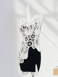 Zingj Lace Blck Heavy Embroidery Irregular Design Sense European Knit Hollow Sleeveless Jacket In The