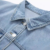 Summer New Temperament Lapel Long Sleeves Do Old Jeans Belt Dress Female