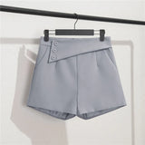 Zingj Photo Suit Shorts Female 2024 Summer New High Waist Loose Blue Five Split Pants Straight Tube Hong Kong Flavor Casual