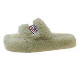 Slippers Women Wear 2025 New Letter Embroidered Thick Bottom Lamb Hair Autumn Winter Flat Letter