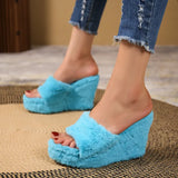 2025 New Hairy Slippers Loose Pastry Slope And Slippers Fashion Outdoor Women's