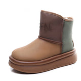 Warm Snow Boots Winter Color High-Skin High-Sleeve Thick-Sleeled Cotton Shoe Sleeve Flat Leather Boots