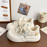 White Shoes Women 2025 Autumn And Winter New Cute Star Thick-Solled Round Bread Shoes Women With Big Head