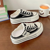 Slippers Women's Summer Wear 2025 New Canvas Shoes Without A Back And A Lazy Half Dragged The Bottom Of The