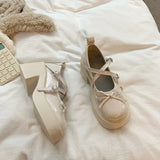 Mary Jane Shoes Women's Summer 2025 New Shallow Thick Heel Single Shoe Bow With Skirt Jk Small Leather