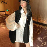 Women Korean Style Students Sleeveless Thin All-match Ladies Loose Causal Single Button Solid Outerwear V-neck Trendy
