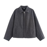 Autumn Fashion Three-Color Solid Color Zipper Hair Coat Women's Clothing