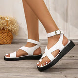 Women 2025 New Large-Size Coated Toe Polyurethane Thick Bottom Roman Wind Belt Buckle Wear Women's Beach