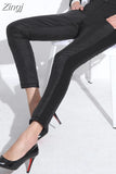 Women Winter Pant High Waist Duck Down Warm For Ladies Work Casual Slim Womens Formal Trousers Long Black Pants Women's