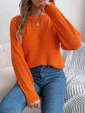 Shooting 2025 Casual Pure Color Hollow Lantern Long-Sleeved Jacket Sweater Women's