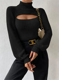 2025 Sweater Sexy Loose Sweater High Collar Hollow Sweater Outside To Wear