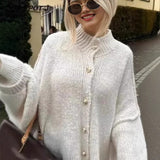Women's INS Explosion Metal Buckle Cardigan