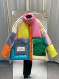 Zingj Denim Spliced Down Jacket Women Large Pockets Winter Coat Zipper Patchwork Puffer Jacket High Quality Windproof Thicken 211-1-Outfit