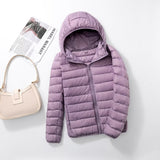 Autumn Winter New Super Light Female Light Hooded Down Jacket Light Female Slim To Add Large Size Light Coat Tide-Outfit