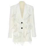 Spring New Superweight Workers Splicing Pressure Folded Fairy Suit Coat Top Female