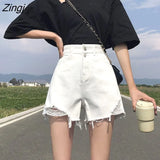 Women Solid Buttons Denim Regular Korean Style Students Casual Slim Streetwear Leisure Harajuku Punk Hip Hop Fashion