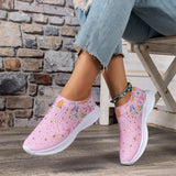 Large-Size Casual Shoes 2025 New Running Shoes 3D Printed Butterfly Water Drill A Foot Lazy Shoes