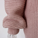 Shooting Autumn And Winter Long Sleeves Collar Casual Loose Knitted Sweater Skirt Burst Women's