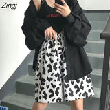 Cow Print Harem Pants Women Spring Casual High Waist Straight Pants Streetwear 90s Y2k Joggers Loose Wide Leg