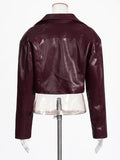 Temperament Jacket Jacket Female 2025 Autumn New Design Sense Big Lapel Splicing Pocket Short Leather Coat
