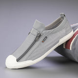 Summer Small White Shoes Men's Shoes Hollow Net Surface Low Help Zipper Canvas Shoes Can Breathe Casual Shoes