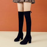 Knee-Length Boots Women's Velvet High-Heeling Boots Korean Version Of The Plus Thin Size Women's Boots In The Autumn And Winter Of