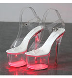 Zingj 34-43 Hate Sky High Nightclub High Shoes Luminous Sandals Women's Shoes Show Pole Dancing Shoes Crystal