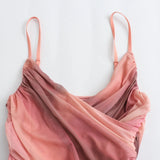 New Printed Pleated Silk Mesh Slim Sling Jumpsuit