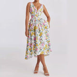 New Women's Temperament Elegant Fashion Bare Back Print Slings Sexy