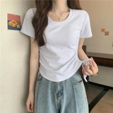Zingj Rope Short-Sleeved T-Shirt Women 2024 New Summer Korean Version Design Sense Slim Casual Short Student Jacket