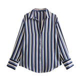 Women's Multi-Color Silk-Sense Silk-Sense Long-Sleeved Shirt Top Women