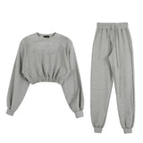 Women Pullover Hoodies Sweatshirts Suit Winter Spring Solid Casual Tracksuit Fleece Y2k 2 Pieces Set Sweatpants Quality
