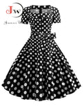 Polka Dot Dress for Women Summer Square Collar Elegant Vintage Dress 50s Pin Up Rockabilly Vestidos