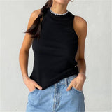 Zingj New Slim Rib Sleeveless T-Shirt Jacket Female Short Sexy Slim