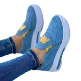New Large-Size Sports Single Shoe Pine Cake Flat Bottom Zipper Solid Color Casual