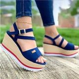 Heel Sandals Women's Summer 2025 New Thick-Soled Pines Roman Shoes Student Korean Version Of Big-Size Women's