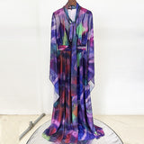 Spring Summer New Star Fashion Sleeves Phantom Print Dress Holiday Long