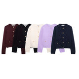 New Gold Buckle Trim Knitted Coat